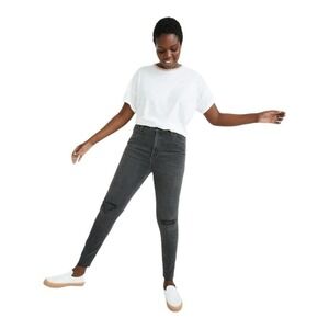 Madewell Curvy High Rise Skinny Jeans Black Sea Gray‎ Distressed Size 23